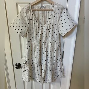 Madewell Polka Dot dress Black and Ivory  Cotton Spring Summer Cottagecore